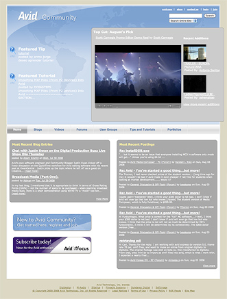 Avid Community homepage