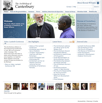 The Archbishop of Canterbury's new homepage