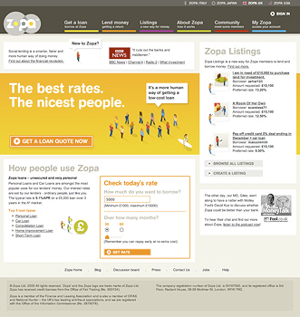 Zopa.com homepage