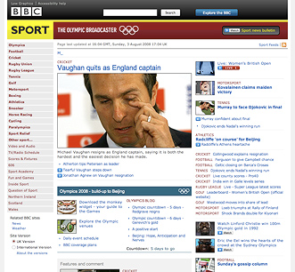 BBC Sport refreshed homepage